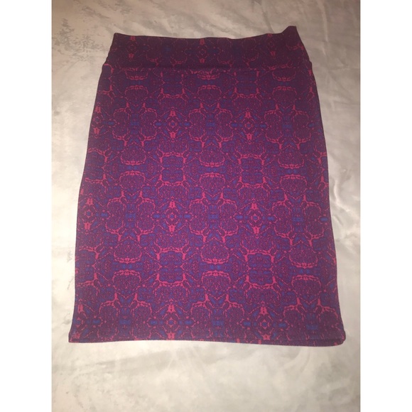 LuLaRoe Cassie Pencil Skirt Red & Blue Size XL - Picture 2 of 4